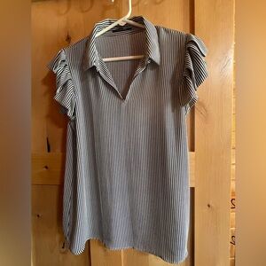 T Tahari Flutter Sleeve Shirt